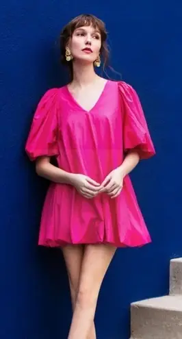 Rhode Marni Bright Pink Bubble Hem Mini Dress Small Pink