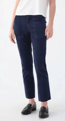 AMO Navy Blue Corduroy Utility Cropped Raw Hem Pants Size 27