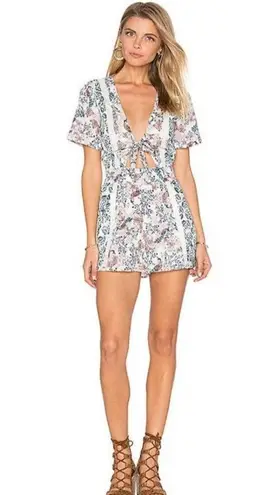 Tularosa  Floral Tie Front Cutout  Boho Romper - Medium thumbnail 14