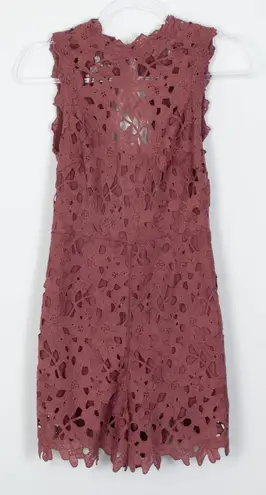 ASTR The Label Open Back High Neck Lace Sleeveless Romper Womens Size Medium Pink