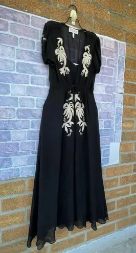 Saloni Leah Robe silk Dress w/Slip size 0 Black