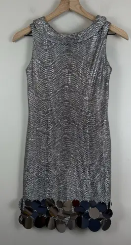 Biscotti Collezioni Party Dress Sz 12 Platinum Silver Sequins Bling Cocktail