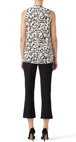 Proenza Schouler Scribble Rose Floral Sleeveless Silk Ruffle Top Size 4