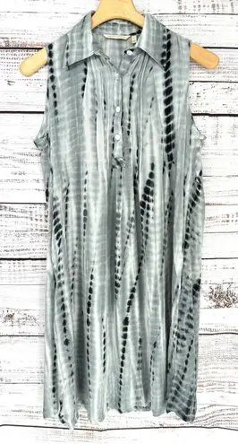 Soft Surroundings Tie Dye Pocketed Collared Tank Dress Rayon Relax Fix Small
