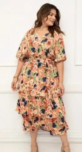 Eloquii Elements Floral Maxi Dress Size 26 Modest Teacher Career Boho Whimsy