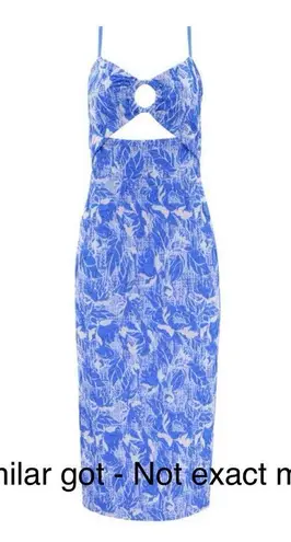 PATBO ROYAL BLUE STRETCH JACQUARD HALTER CUT OUT MIDI DRESS SZ 4