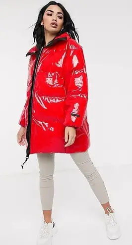 Juicy Couture Black List Red Puffer Coat - Image 2