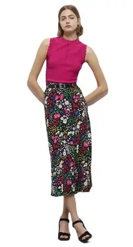 The Kooples Multicolor Floral Printed Midi Skirt Size 1 (Small)