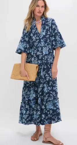 Tuckernuck Womens Twilight Garden Jenna Blue Floral Maxi Dress Sz L NWT