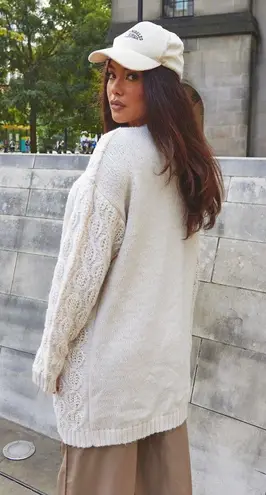 Pretty Little Thing Cream Oversized Knit Cardigan 