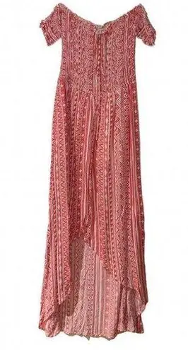 Salty Lemon PINK CREAM GEOMETRIC BOHO HI LOW DRESS SMALL