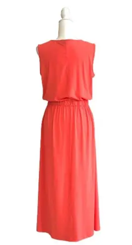 Joan Rivers  Maxi Dress Petite Coral Orange Sleeveless V-Neck Jersey Size SP