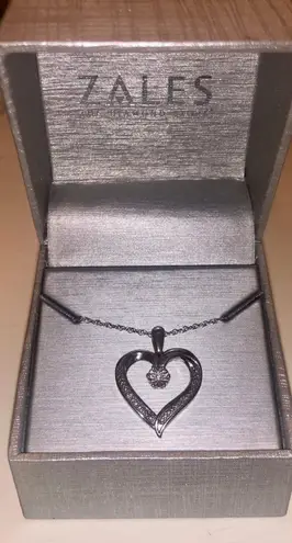 Genuine Diamond Heart Necklace Silver