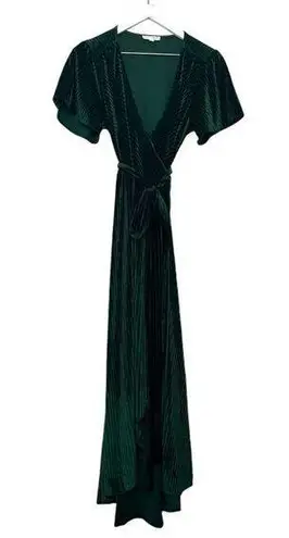 Baltic Born Andi Ribbed Emerald Velvet Wrap Dress Size Small