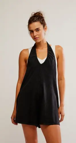 FREE PEOPLE Movement Hot Shot Halter Romper in Black Size Large