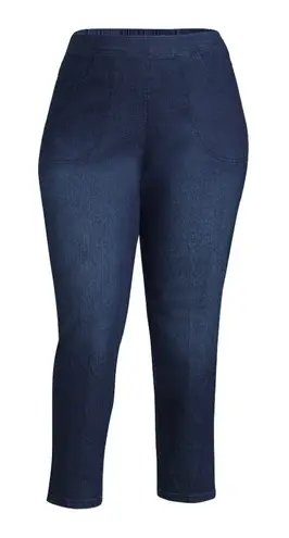 JUST MY SIZE by HANES Womens Pull On Jeans Size 3XP Front Pockets Med Dark New Blue