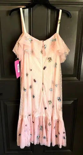 Betsey Johnson nwt  pink frilly Bugs lady bug Ruffle Dress size medium