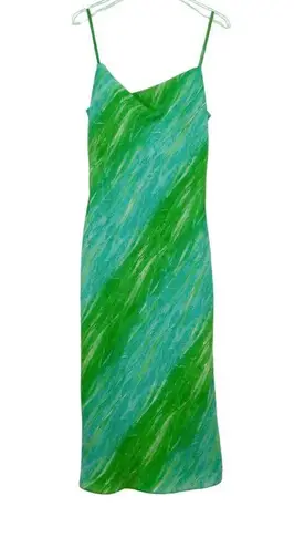 Shoulder Y2k Green & Blue Swirly Dress Babydoll Cami Midi Dress Small Medium