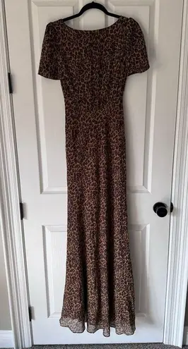 STAUD • NWT Lea Leopard Print Maxi Chiffon Floor Length Evening Party Gown sz 2