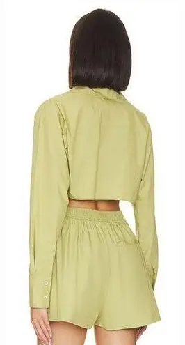 L'Academie Tereza Poplin Crop Top in Moss Green Small