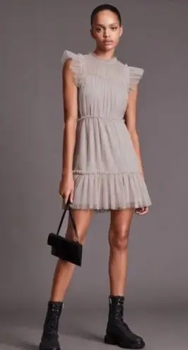 ALLSAINTS - Perri Metallic Nuk Pink Tulle Mini Dress Size US 10 New With Tags