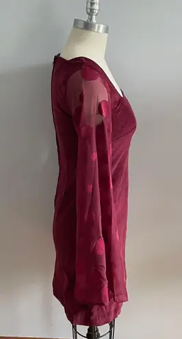 Unique Vintage x Smak Parlour Burgundy Bell Sleeve Corduroy Mini Dress- Size XS