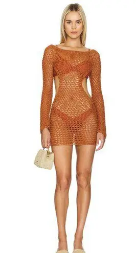 Lovewave The Celeste Mini Dress in Brown Medium New Womens Swim Cover up