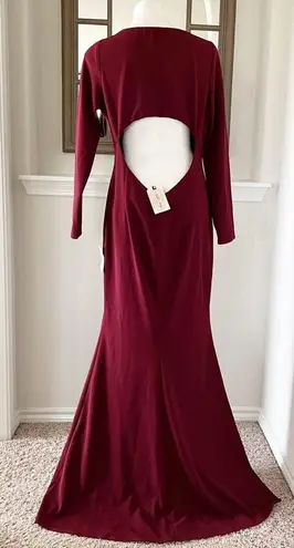 Katie May Back Cut Out Trumpet Gown Cleo Plunging Maxi Dress Size 16 NWT $450