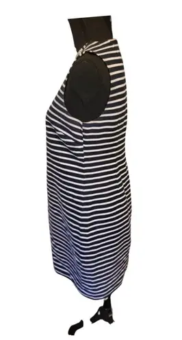 J.Crew NAVY Blue White Striped Embellished Sheath Short Casual Dress 