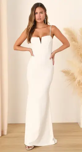 Lulus Finding the One White Mermaid Maxi Dress Bridal Gown Bride Wedding Size S