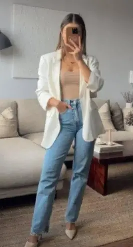 SKIMS Fits Everybody Square Neck Bodysuit in Ochre Size Medium