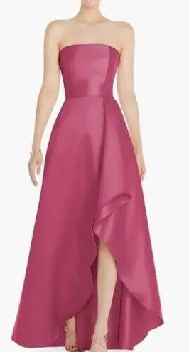 Alfred Sung  Tea Rose Pink Strapless High Low Satin Twill Formal Gown Size 6 NWT