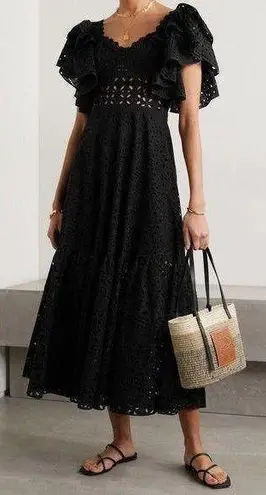 Charo Ruiz Ibiza Linda Ruffled Broderie Anglaise Midi Dress