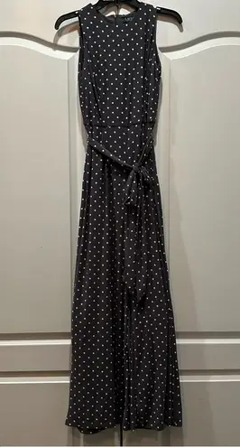 Lauren Ralph Lauren Jumpsuit Womens Gray White Polka Dot Wide Leg Sleeveless 0