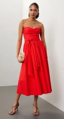 TOCCIN x RTR Red Sweetheart Neckline Strapless Flowy Skirt Midi Dress Size 14