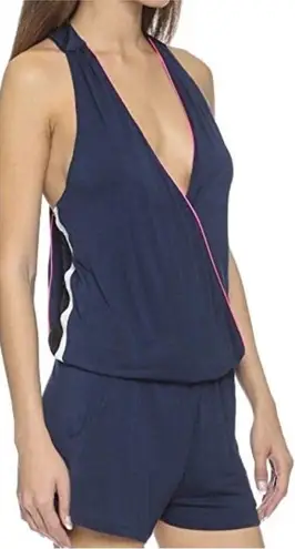 Ramy Brook Après Navy Low Cut T Back Romper Size Medium