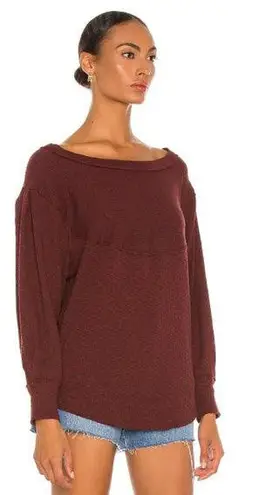 Free People NWT!  Oversized OG Long Sleeve Top in Cherry Cola XS