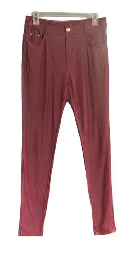Yelete Women’s Burgundy Stretch 5 Pocket Pull On Jeggings Size Medium
