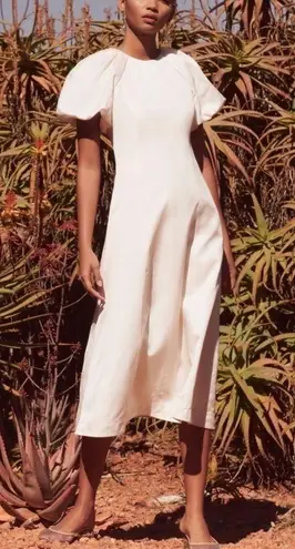 Nwt REBECCA VALLANCE Aimee Midi Dress Ivory 12 White