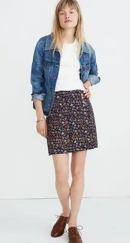 Madewell  blue high rise blue floral print skirt 10