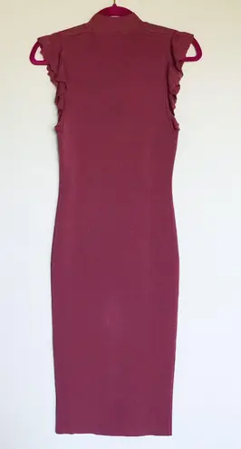 Bailey 44 women’s Bewitched ruffle-trimmed cutout ribbed-knit bodycon dress XS