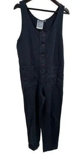 Jungmaven Hemp Button Front Jumper Overalls Large Blue