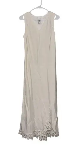 NWT Plaza South 2pc White Linen Battenberg Lace Trim Maxi Dress & Jacket Size 10 White