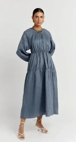 Dissh NWT Impala in Steel Linen Back Cutout Midi Dress US 10 / AU 14