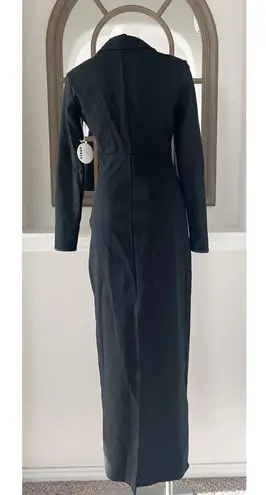 STAUD Humboldt Satin Lapel Gown Maxi Dress in Black Size M New w/Tag Retail $465