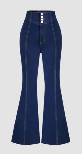 Cider Women's Denim High Waist Flared Jeans Dark Navy Size Medium NWT