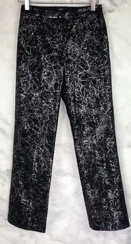 BCBGMAXAZRIA Vintage  Wool Tinsel Straight Leg Trouser Pants Black Glam 90s 2