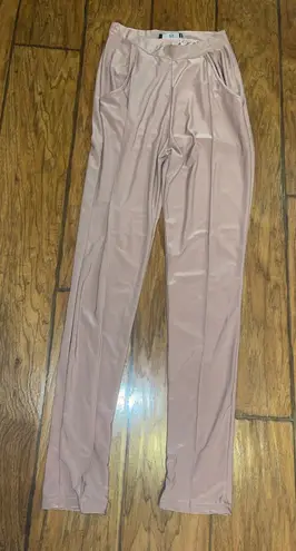 Missguided pintuck front trousers pants pull on pink mauve metallic size small