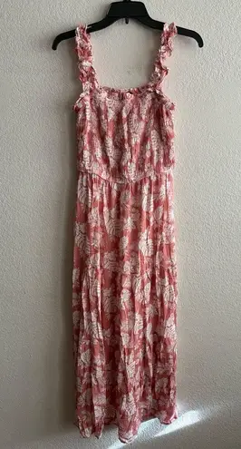 Paper Moon Floral Pink Sleeveless Mid Dress M Orange Size M