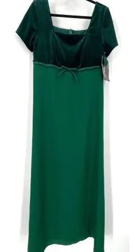 NWT VTG Von Bramlett Velvet Satin Emerald Green Formal Maxi Dress Gown size 10 Green